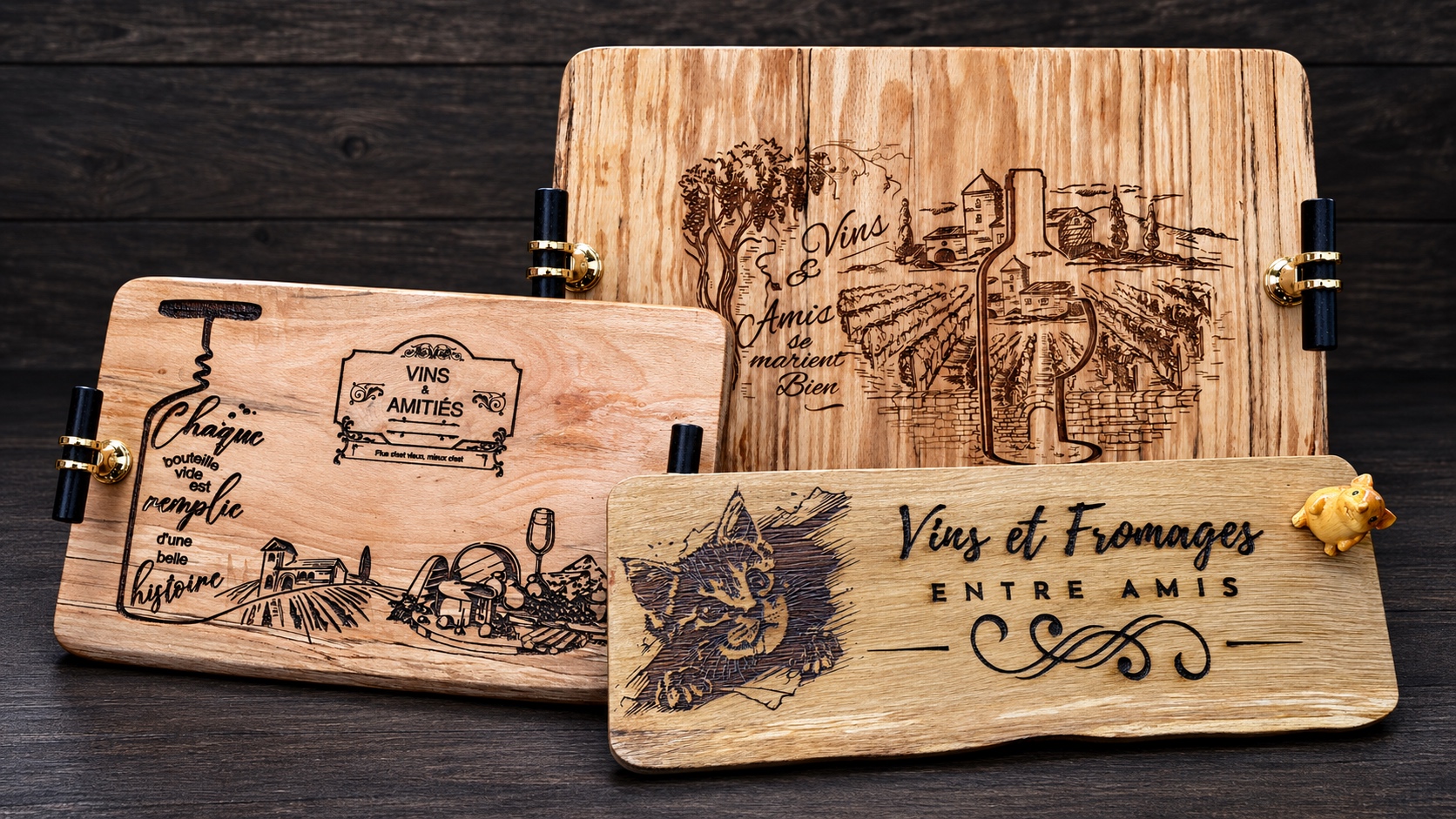 Collection of handmade cutting and serving boards