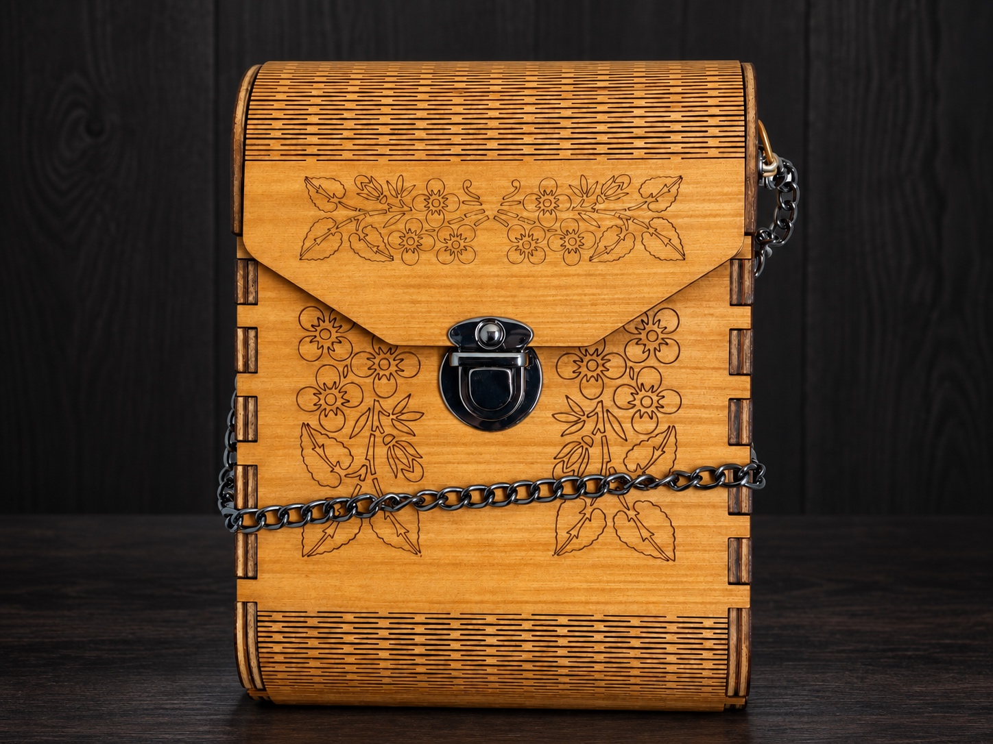 Référence SB 14 — Sac enveloppe floral aux tons dorés — fabriqué à la main