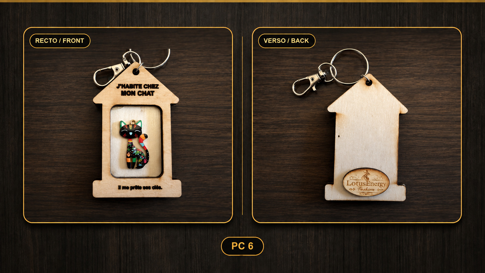 Référence PC 6 — porte-clés horloge, recto et verso