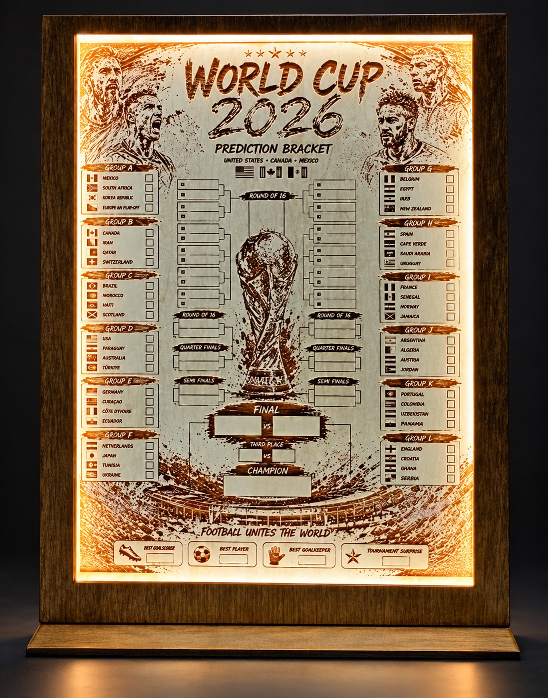Tableau lumineux de pronostics football 2026 — AL 21